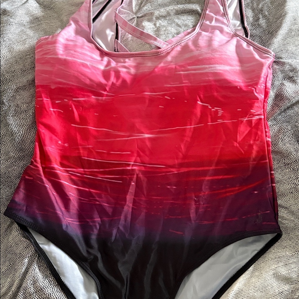 New XXL when beautiful tie-dyed one piece swimsuit double crisscross back - Picture 7 of 7
